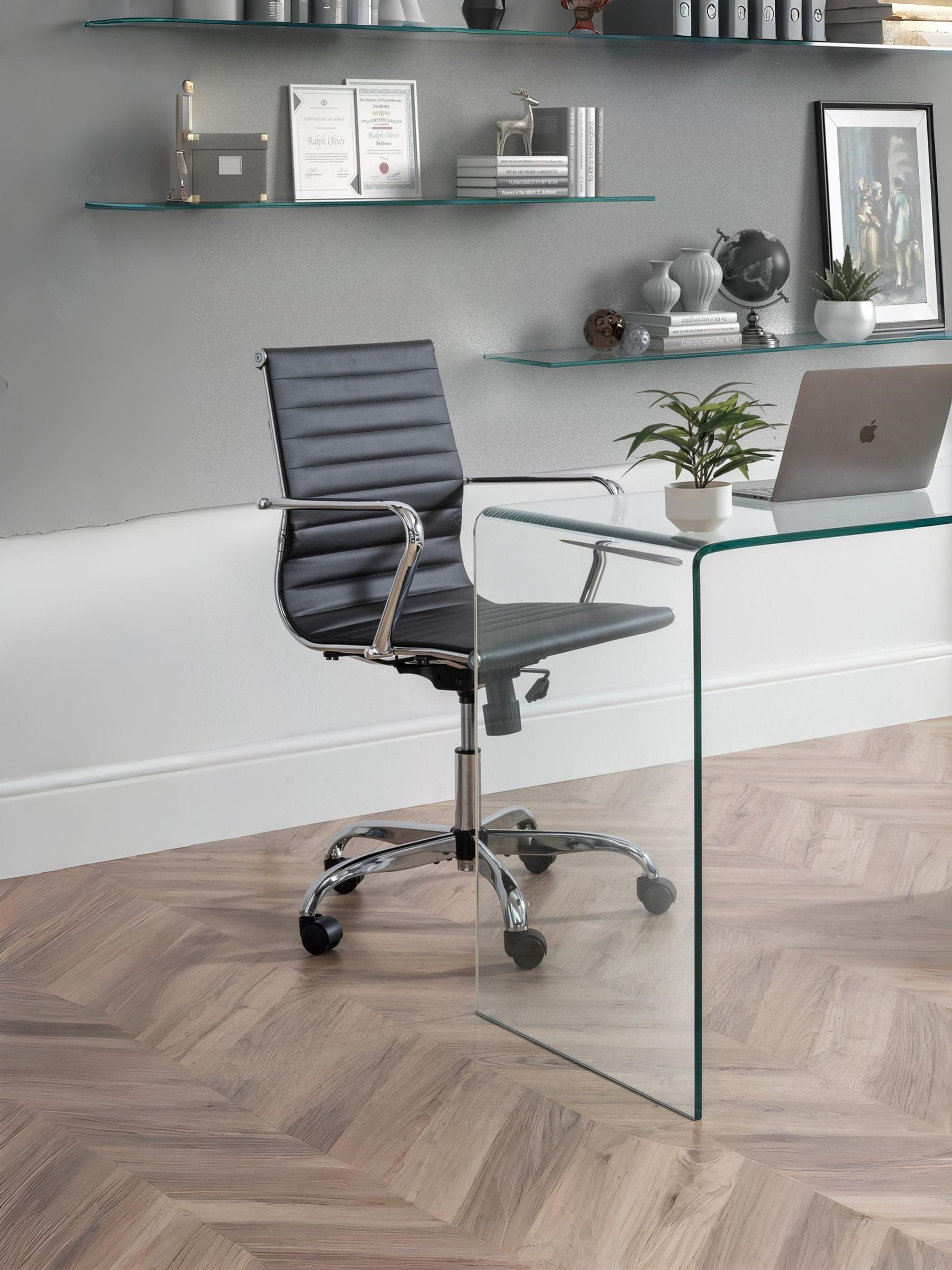 Julian Bowen Gio Office Chair, Black & Chrome - H98 x W56 x D58cm | Modern Desk Chair for Home Office, Upholstered, Easy-Clean Faux Leather, Swivel Chair, Adjustable Height, Minimal Assembly - Image 7