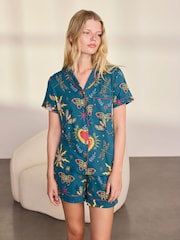 Chelsea Peers Green Enchanted Glade Print Short Pyjamas Set - Image 1 of 7