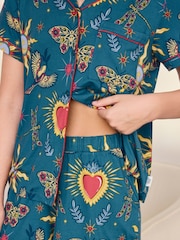 Chelsea Peers Green Enchanted Glade Print Short Pyjamas Set - Image 5 of 7