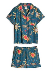Chelsea Peers Green Enchanted Glade Print Short Pyjamas Set - Image 7 of 7