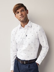 White/Blue Dragonfly Slim Fit Easy Iron Button Down Oxford Shirt - Image 1 of 7