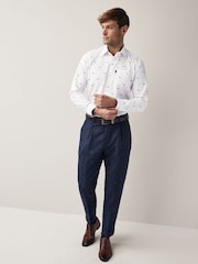White/Blue Dragonfly Slim Fit Easy Iron Button Down Oxford Shirt - Image 2 of 7