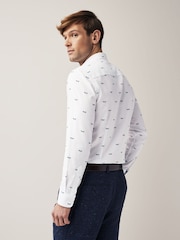 White/Blue Dragonfly Slim Fit Easy Iron Button Down Oxford Shirt - Image 3 of 7
