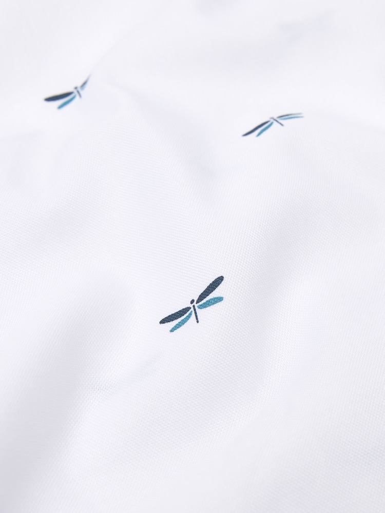 White/Blue Dragonfly Slim Fit Easy Iron Button Down Oxford Shirt - Image 7 of 7