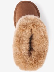 Tan Brown Suede Water Repellent Warm Lined Pull-On Boots - Image 3 of 5