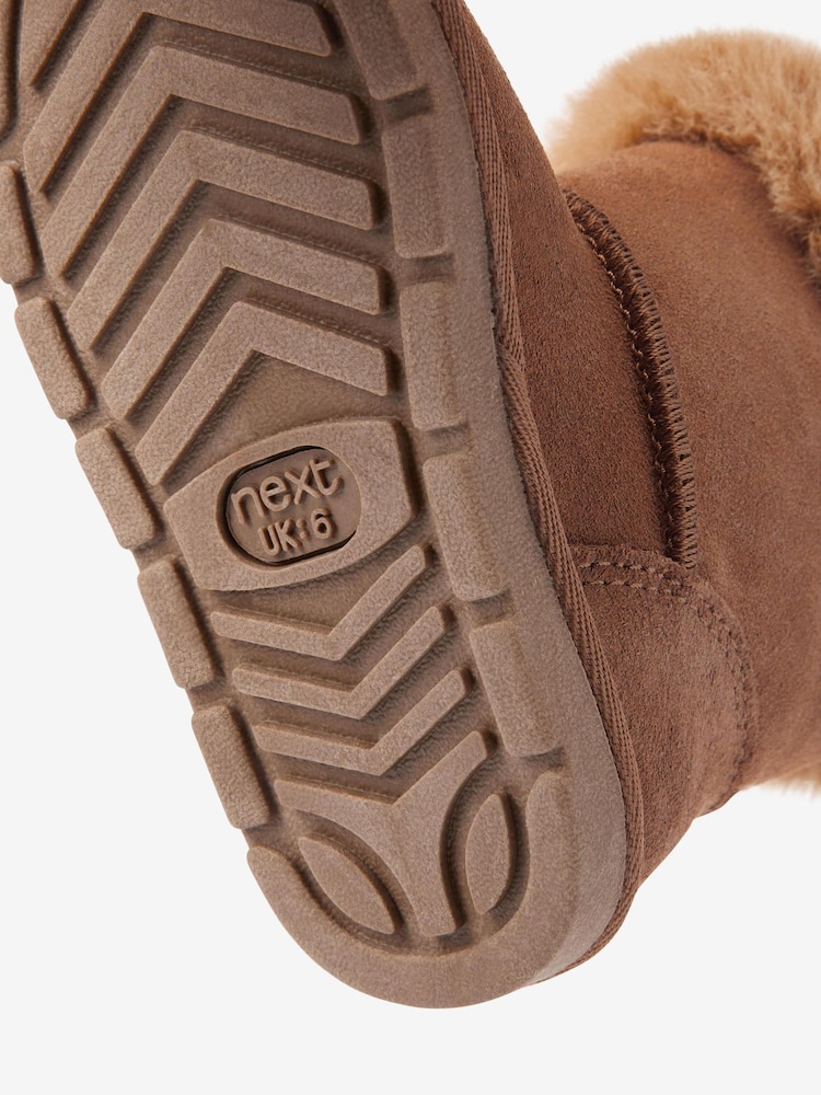 Tan Brown Suede Water Repellent Warm Lined Pull-On Boots - Image 5 of 5