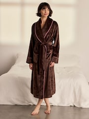 Chelsea Peers Brown Fleece Long Dressing Gown - Image 1 of 6