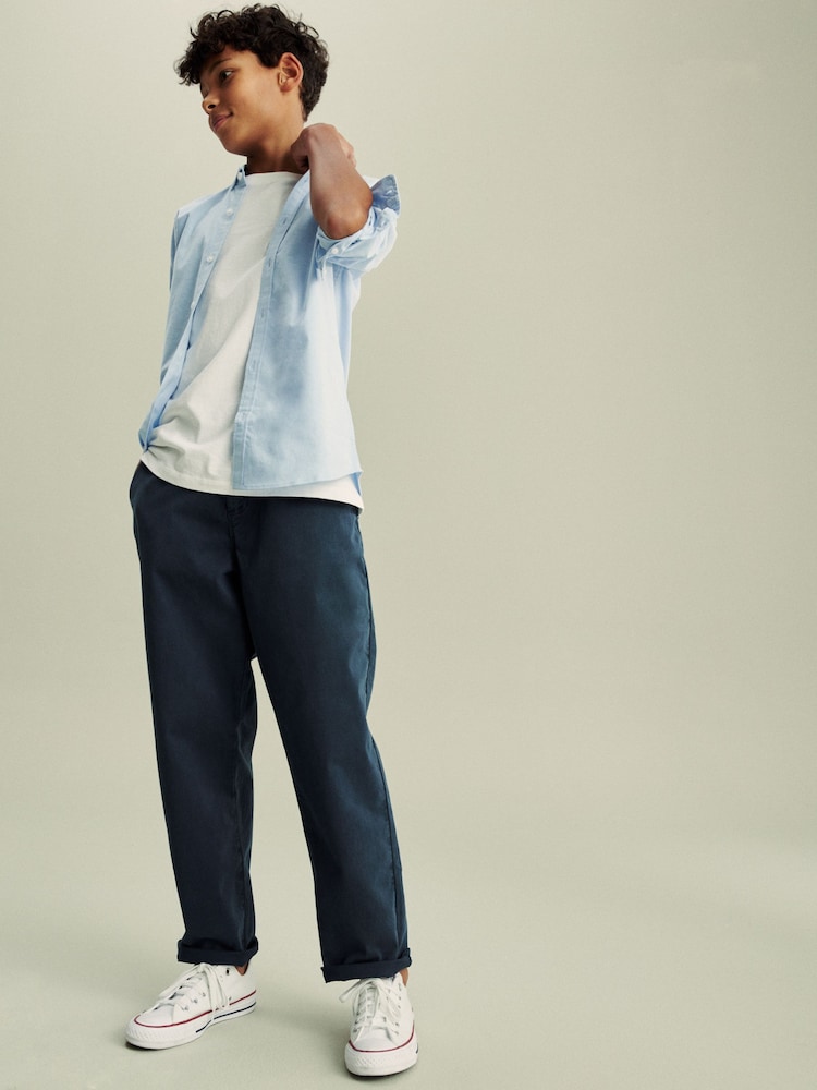Navy Blue Loose Fit Chino Trousers (3-16yrs) - Image 2 of 5