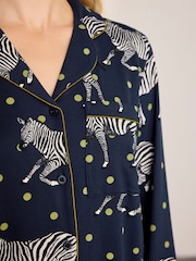 Chelsea Peers Blue Tall Polka Dot Zebra Print Long Pyjamas Set - Image 5 of 8