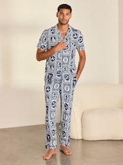 Conjunto de pijama largo de algodón con estampado de Tile "Érase una vez" de Chelsea Peers - Imagen 1 de 8
