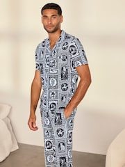 Conjunto de pijama largo de algodón con estampado de Tile "Érase una vez" de Chelsea Peers - Imagen 2 de 8