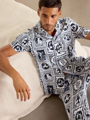 Conjunto de pijama largo de algodón con estampado de Tile "Érase una vez" de Chelsea Peers - Imagen 3 de 8