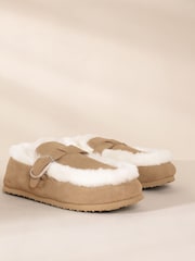 Chelsea Peers Yellow Suede Cowhide Buckle Detail Moccasin Slippers - Image 4 of 7