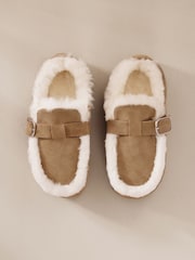 Chelsea Peers Yellow Suede Cowhide Buckle Detail Moccasin Slippers - Image 5 of 7