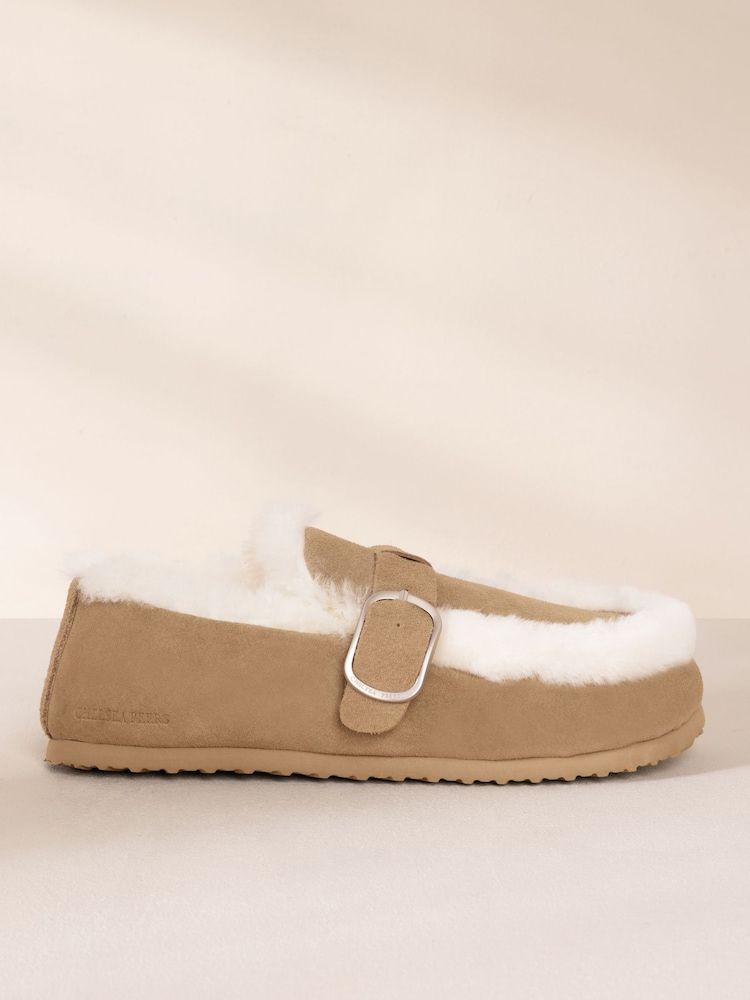 Chelsea Peers Yellow Suede Cowhide Buckle Detail Moccasin Slippers - Image 7 of 7 Chelsea Peers Yellow Suede Cowhide Buckle Detail Moccasin Slippers - Image 7 of 7