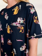 Chelsea Peers Blue Princess Cats Print Nightshirt - Image 5 of 6