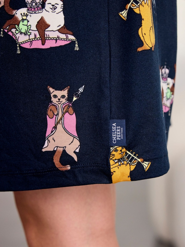 Chelsea Peers Blue Princess Cats Print Nightshirt - Image 6 of 6 Chelsea Peers Blue Princess Cats Print Nightshirt - Image 6 of 6