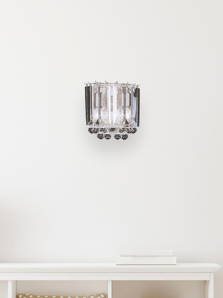 Searchlight Grey Sweet Chrome 2Lt Wall Light - Image 1 of 3