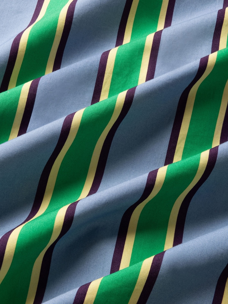 Chelsea Peers Blue/Green Stripe Cotton Jewel Button Up Long Pyjamas Set - Image 8 of 8 Chelsea Peers Blue/Green Stripe Cotton Jewel Button Up Long Pyjamas Set - Image 8 of 8