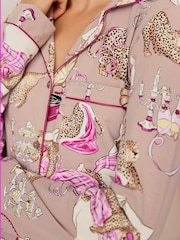 Chelsea Peers Lång Bomull Leopard After Party Tryck Lång pyjamas Set - Bild 7 av 8
