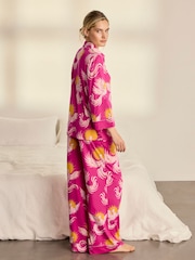 Chelsea Peers Pink Solar Phoenix Print Button Up Long Pyjamas Set - Image 3 of 4