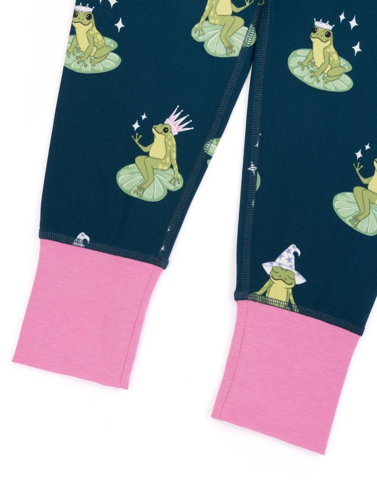 Chelsea Peers Green Kids Enchanted Frog Print Long Pyjamas Set - Image 3 of 3 Chelsea Peers Green Kids Enchanted Frog Print Long Pyjamas Set - Image 3 of 3