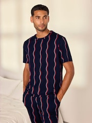 Chelsea Peers Blue Ripple Stripe Long Pyjamas Set - Image 2 of 8