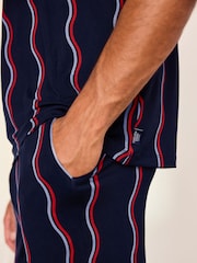 Chelsea Peers Blue Ripple Stripe Long Pyjamas Set - Image 3 of 8
