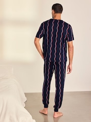 Chelsea Peers Blue Ripple Stripe Long Pyjamas Set - Image 4 of 8