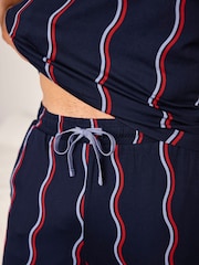 Chelsea Peers Blue Ripple Stripe Long Pyjamas Set - Image 5 of 8