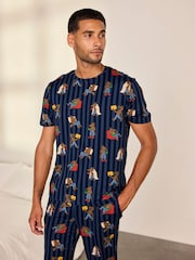 Chelsea Peers Blue Nap Bandit Wolf Print Long Pyjamas Set - Image 2 of 9