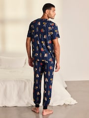 Chelsea Peers Blue Nap Bandit Wolf Print Long Pyjamas Set - Image 4 of 9