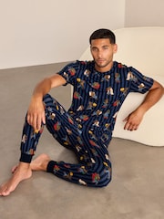 Chelsea Peers Blue Nap Bandit Wolf Print Long Pyjamas Set - Image 7 of 9