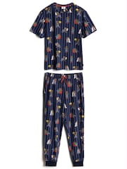 Chelsea Peers Blue Nap Bandit Wolf Print Long Pyjamas Set - Image 8 of 9