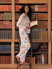 Chelsea Peers Off White Tall Cotton Mythical Dragon Print Long Pyjama Set - Image 1 of 9