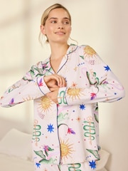 Chelsea Peers Off White Tall Cotton Mythical Dragon Print Long Pyjama Set - Image 3 of 9