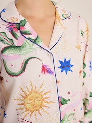 Chelsea Peers Off White Tall Cotton Mythical Dragon Print Long Pyjama Set - Image 7 of 9