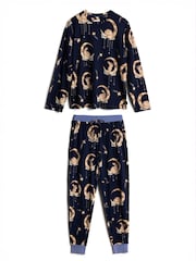Chelsea Peers Blue Lunar Bunny Print Long Pyjamas Set - Image 7 of 8