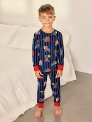 Chelsea Peers Blue Kids Nap Bandit Wolf Print Long Pyjamas Set - Image 1 of 8