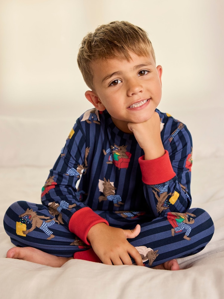 Chelsea Peers Blue Kids Nap Bandit Wolf Print Long Pyjamas Set - Image 2 of 8 Chelsea Peers Blue Kids Nap Bandit Wolf Print Long Pyjamas Set - Image 2 of 8
