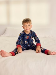 Chelsea Peers Blue Kids Nap Bandit Wolf Print Long Pyjamas Set - Image 3 of 8