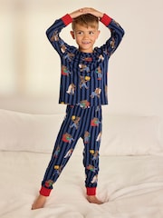 Chelsea Peers Blue Kids Nap Bandit Wolf Print Long Pyjamas Set - Image 5 of 8