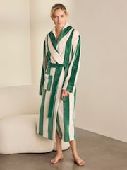 Chelsea Peers Green Fleece Stripe Long Dressing Gown - Image 1 of 6