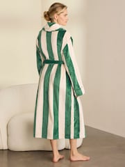 Chelsea Peers Green Fleece Stripe Long Dressing Gown - Image 4 of 6