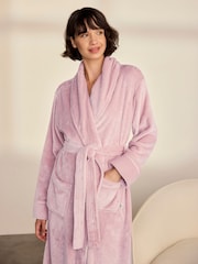 Chelsea Peers Pink Fleece Long Dressing Gown - Image 2 of 7