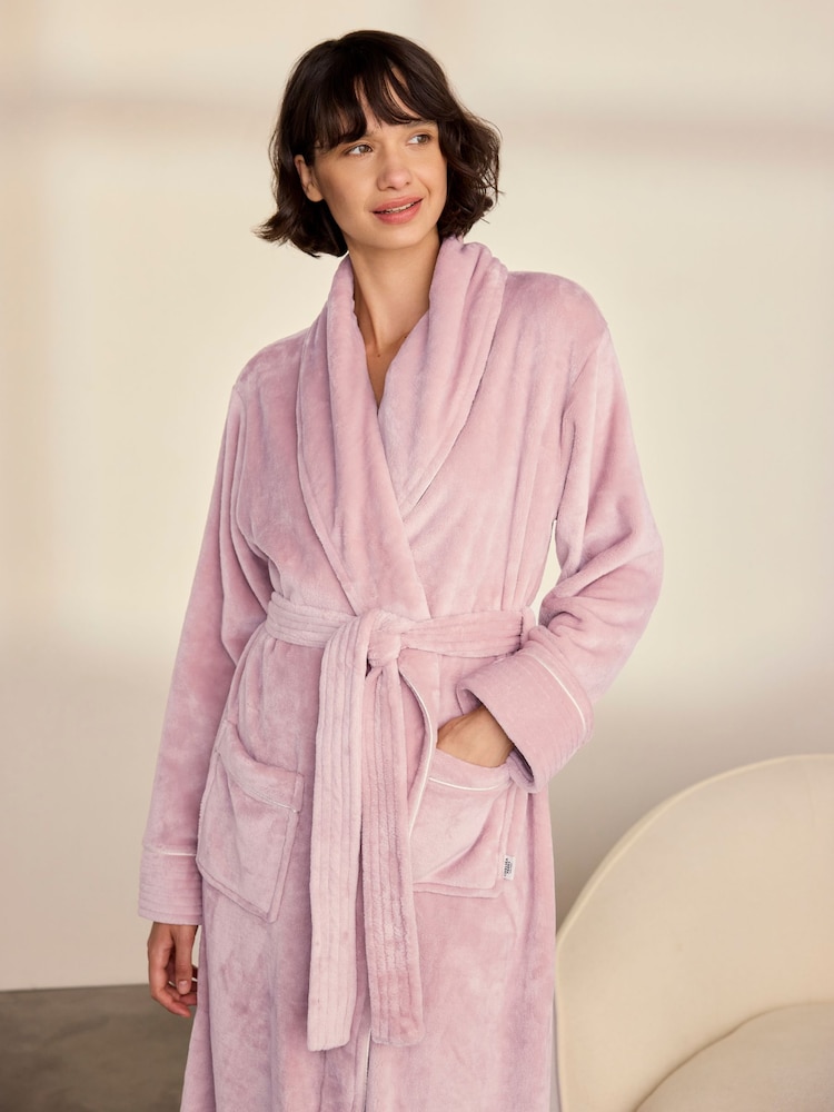 Chelsea Peers Pink Fleece Long Dressing Gown - Image 2 of 7
