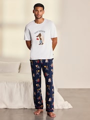 Chelsea Peers Blue Nap Bandit Wolf Graphic Tee Long Pyjamas Set - Image 1 of 7