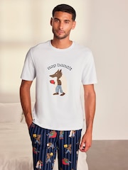 Chelsea Peers Blue Nap Bandit Wolf Graphic Tee Long Pyjamas Set - Image 2 of 7