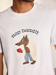 Chelsea Peers Blue Nap Bandit Wolf Graphic Tee Long Pyjamas Set - Image 3 of 7