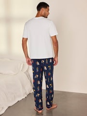 Chelsea Peers Blue Nap Bandit Wolf Graphic Tee Long Pyjamas Set - Image 4 of 7